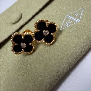 & Other Stories Black and Gold Floral Earrings